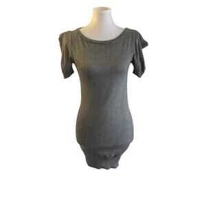 Gray Knit Poof Mini Dress/ Long Sweater